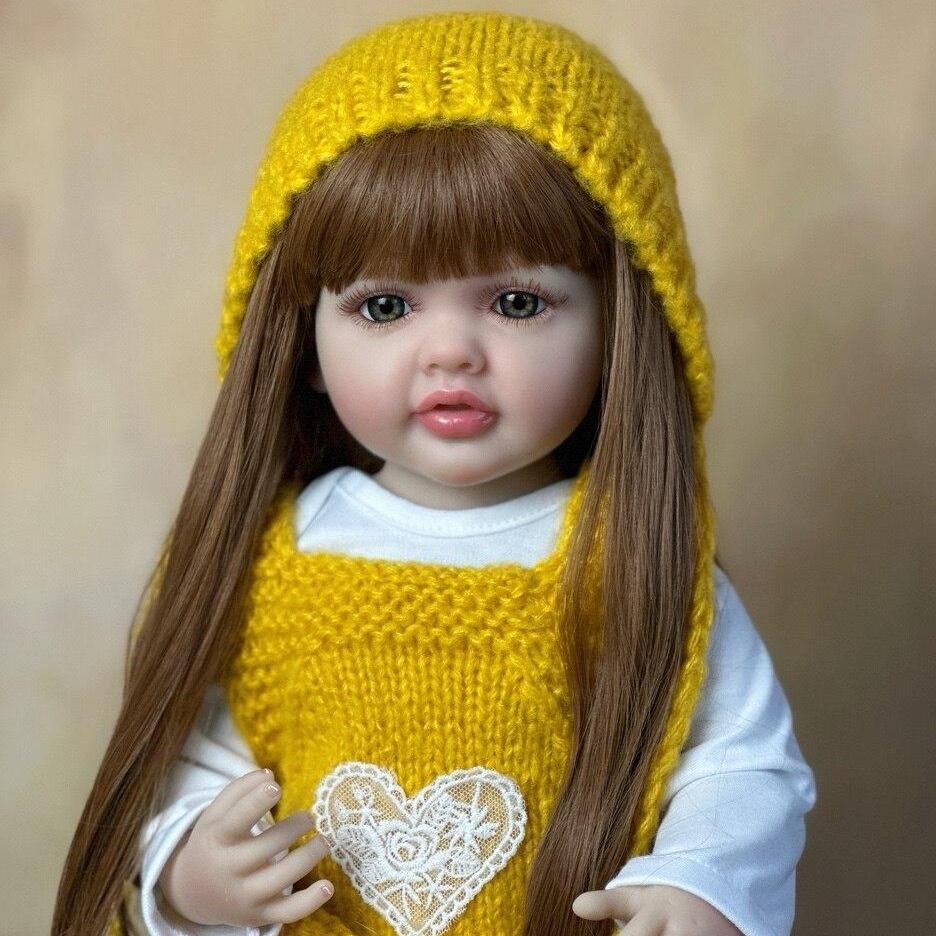 BZDOLL 55 CM celosilikonové tělo znovuzrozené miminko krásná holčička panenka realistická princezna batole Bebe