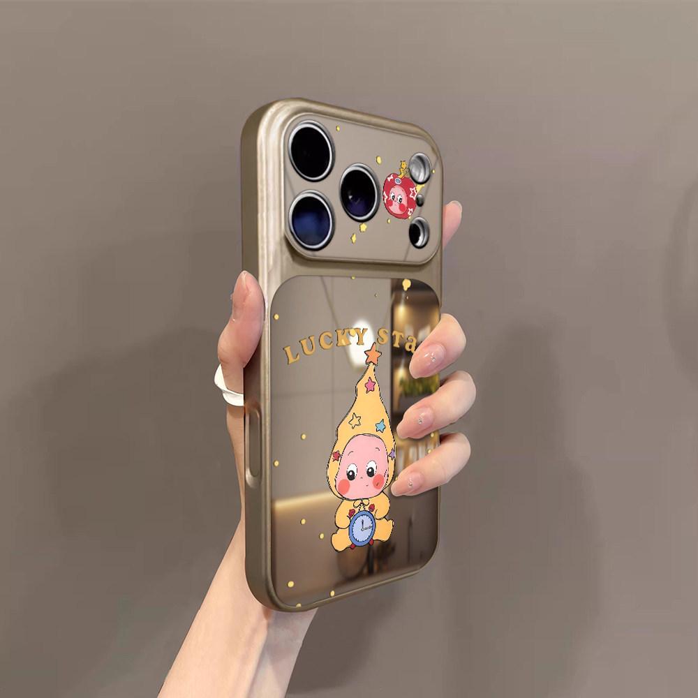 

Cartoon Person Alarm Clock Phone Case for Apple iPhone 17 Pro Max/16 Pro/16 Plus/15 with Mirror Surface iPhone 15 Plus