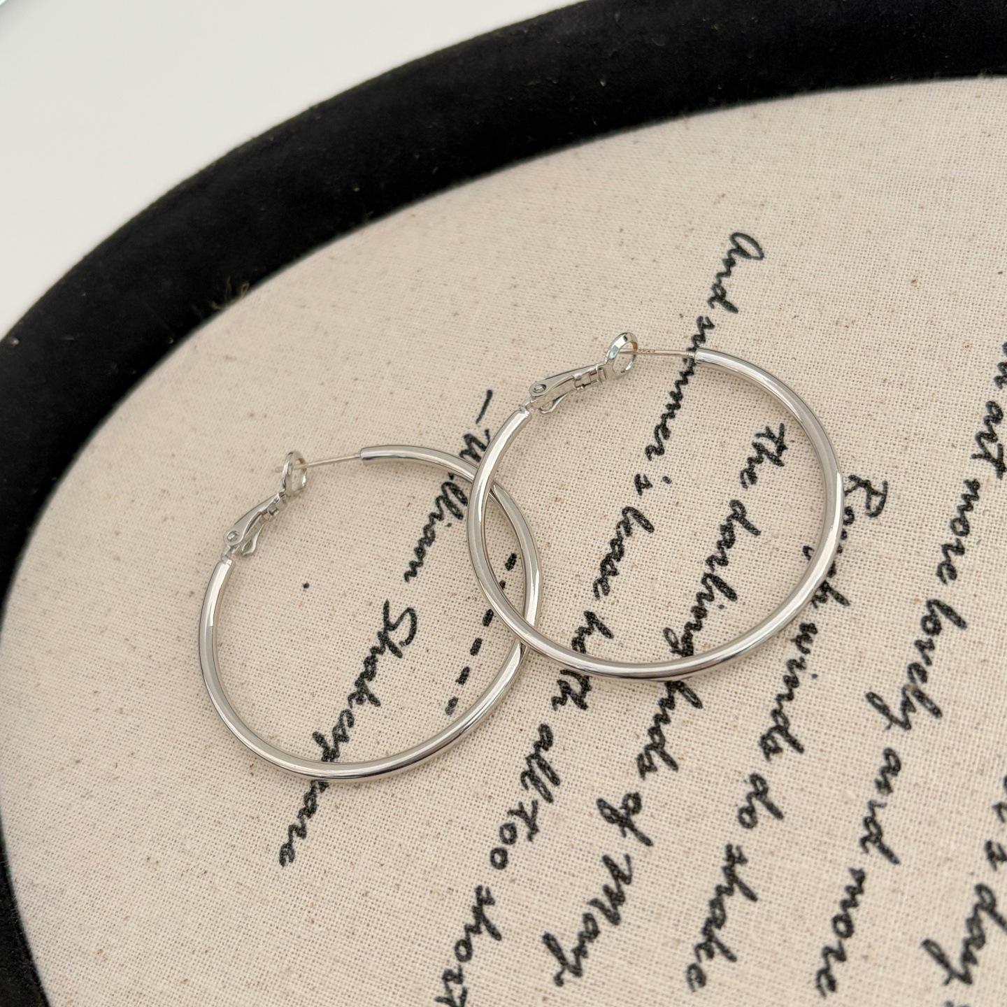 Стильные персонализированные большие серьги-кольца для женщин - Серьги-круги из стерлингового серебра S925