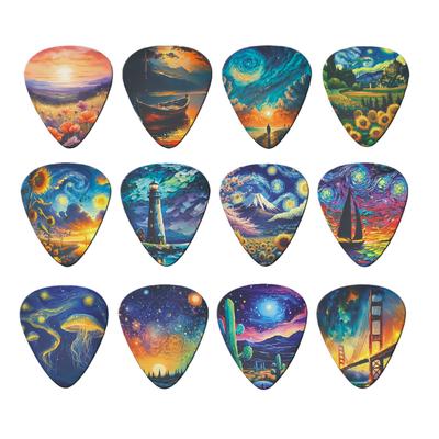 12 kusů kytarových trsátek 0,46 mm 0,71 mm 0,96 mm Plectrum ABS prémiové pro akustickou elektrickou kytaru basovou ukulele trsátka