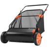 Push Lawn Sweeper, 66 Cm Leaf & Grass Collector with 7 Cu. Ft. Hopper Bag, Adjustable Brush Height & Spinning Brushes, Heavy Duty Yard Sweeper with