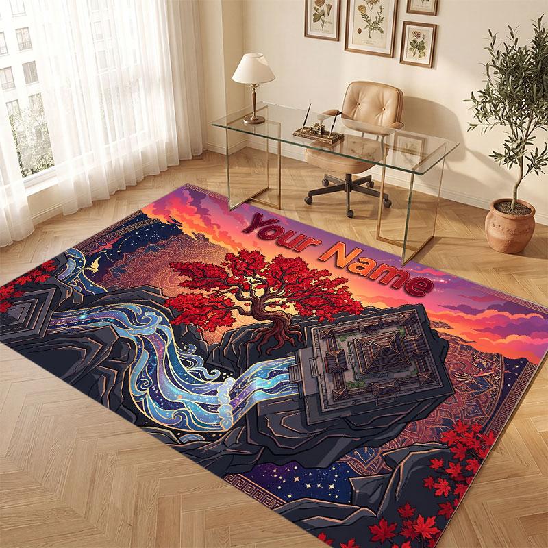 Weltraum Kosmisches Thema Kristall Samt Boden Teppich Personalisierter Benutzerdefinierter Name Text Warmer Teppich Heim Dekoration