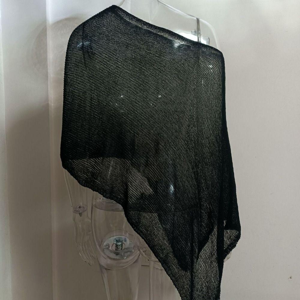 Wrap Women Cloak Mesh Sun Protection Tops Simple Knitted Off Shoulder Shawl Female/Women