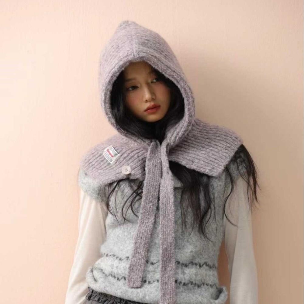 Integrated Shawl Balaclava Hats Winter Warm Beanies Caps Fashion Knitted Pullover Hat