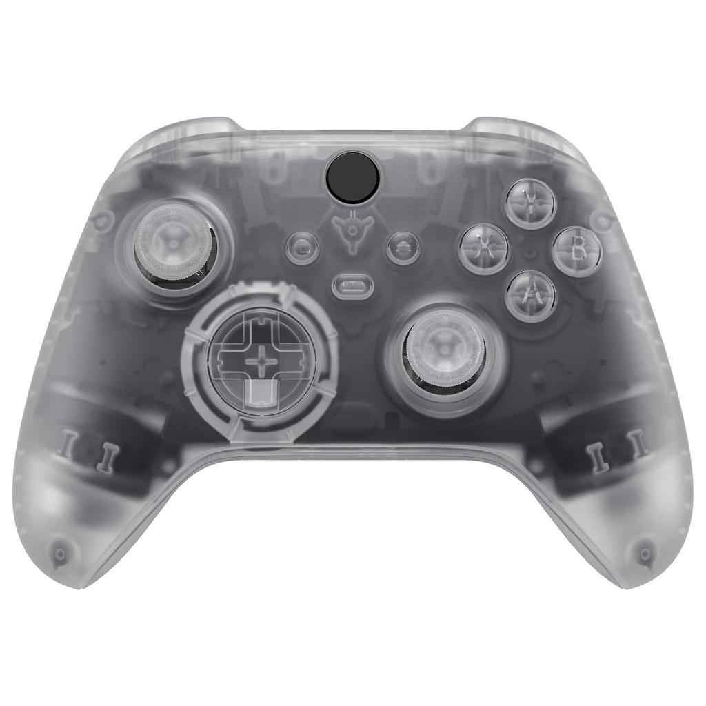 eXtremeRate Full Shell Button Set for Xbox Series X S Clear Replacement Side Rail Grip Front Backplate Cover for Xbox Core Wireless Controller