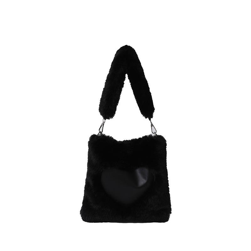 

Fashion Love Bag Plush Handbag Women s New Casual чёрный