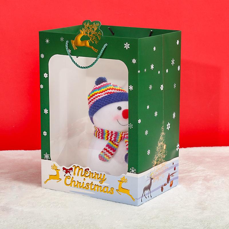 WTEMPO 10PCS, 8*14*18CM, Christmas Paper Handbags, Hot Stamping Christmas Eve Gift Packaging Bags, Transparent Window Gift Display Bags