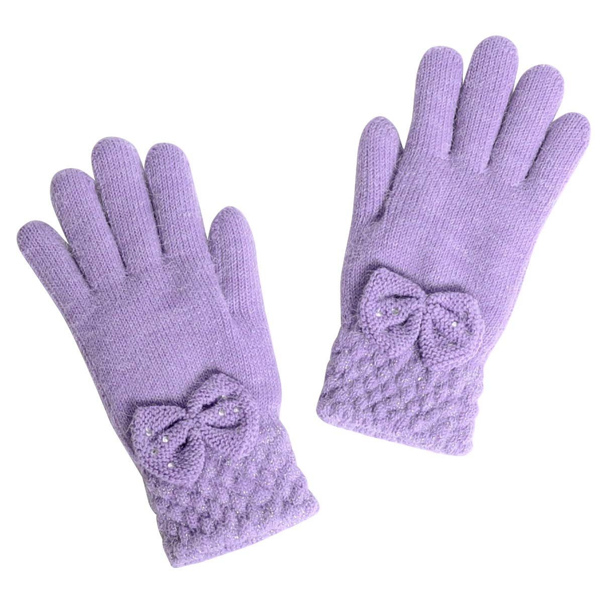 

Knit Gloves for Fleece Junior Lavender [Arisana] Kids Girls, Juniors, Lining, Ribbon, Size,
