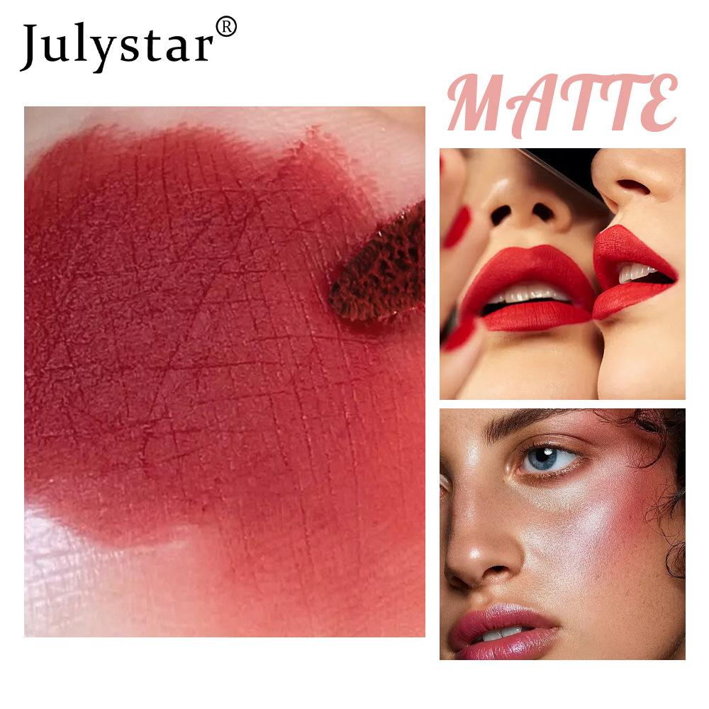 Julystar Is Not Easy To Fade and Not Easy To Stick To The Cup Matte Lip Glaze European and American Lip and Cheek Dual-purpose Lip Gloss