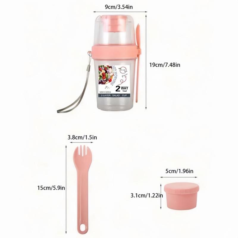 1Pc Breakfast Salad Cup, Breakfast Food Container Can, Suitable for School and Office Fruitvegetable Fork Covered Yogurt Cup