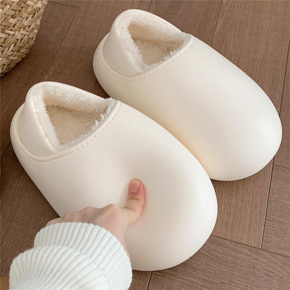 New Slippers Women Winter Soft Fluffy Waterproof Cotton Shoes for Home Thick Sole Slippers Cozy Warm Flats Non-Slip Shoe
