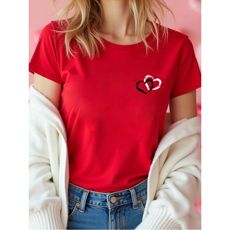 Fashion Love Heart Print Women T Shirt Casual Graphic Printed Clothes Female Shirt Short Sleeve Lady Streetwear Lover Tee