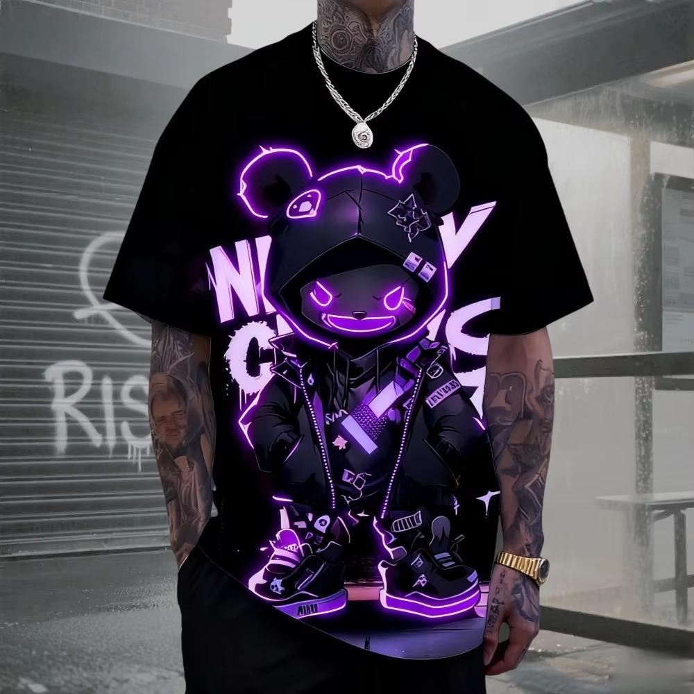 Summer Men's Bear 3D Printed Crew Neck T-Shirt