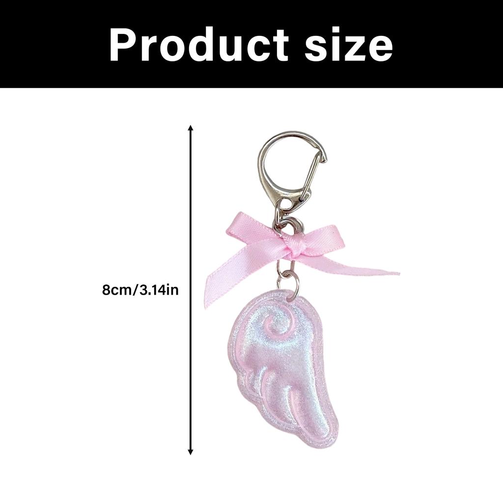 Cute Kawaii Japanese Style Keychain Bag Decoration with Angel Wing Bowknot Charm for Girls Fashion Accessory