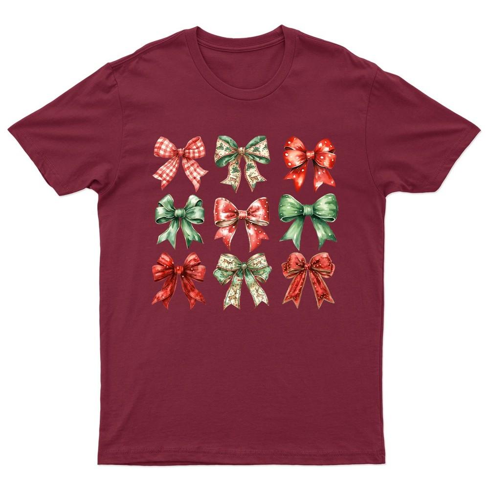 Christmas Bows Festive Holiday TShirt Unisex Gift Retro Seasonal Funny Xmas