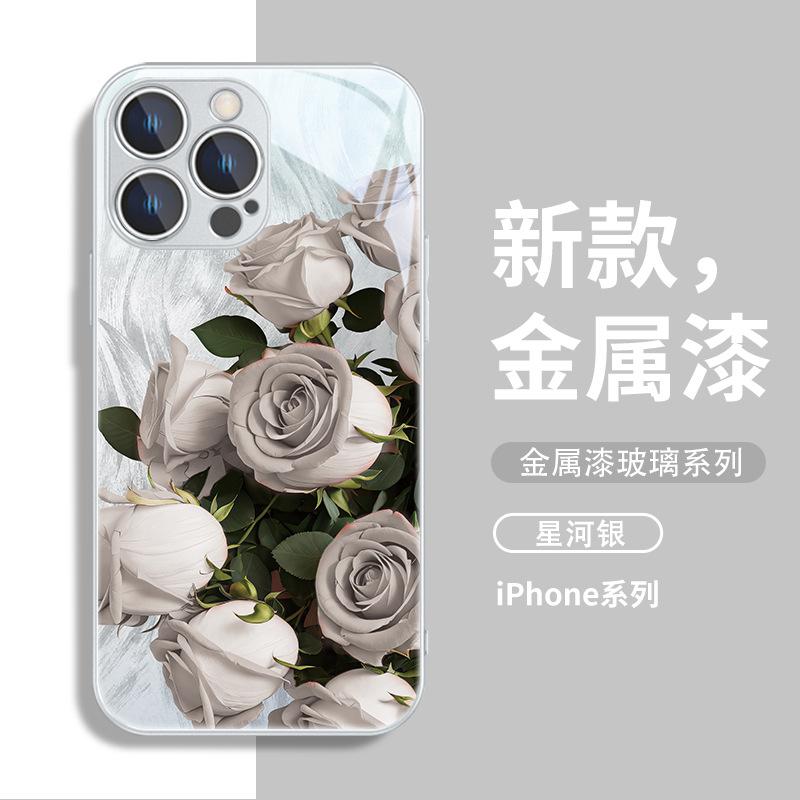 Rose is suitable for iPhone15promax mobile phone case Apple 15 new all-inclusive lens 14 advanced sense 13