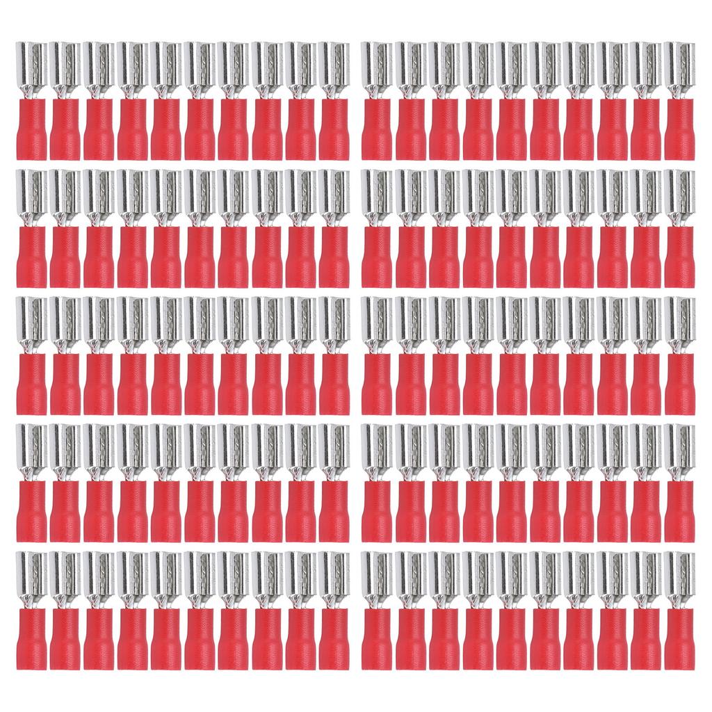 100Pcs Insulated Spade Wire Connector Copper PVC Electrical Crimp Terminal for Household