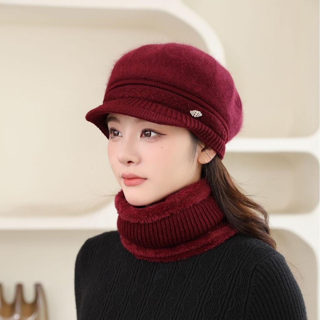 Damen Baskenmütze Winter Warm Winddicht Elastische Stretch-Passform, Leichtgewichtiger Thermoschutz für Ohren für Outdoor-Reisen, Radfahren, Weihnachten, Freizeitaktivitäten