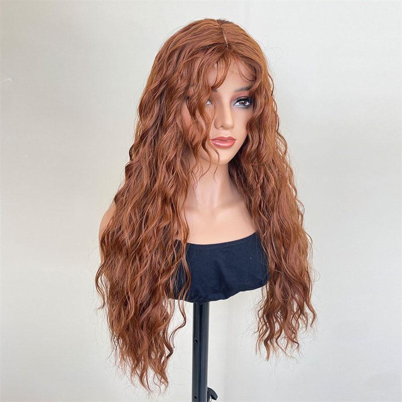 Reddish Brown Curly Synthetic Wigs for Women 28 Inch Long Hair Natural Hairline Heat Resistant Cosplay Lolita Wig Drag Queen