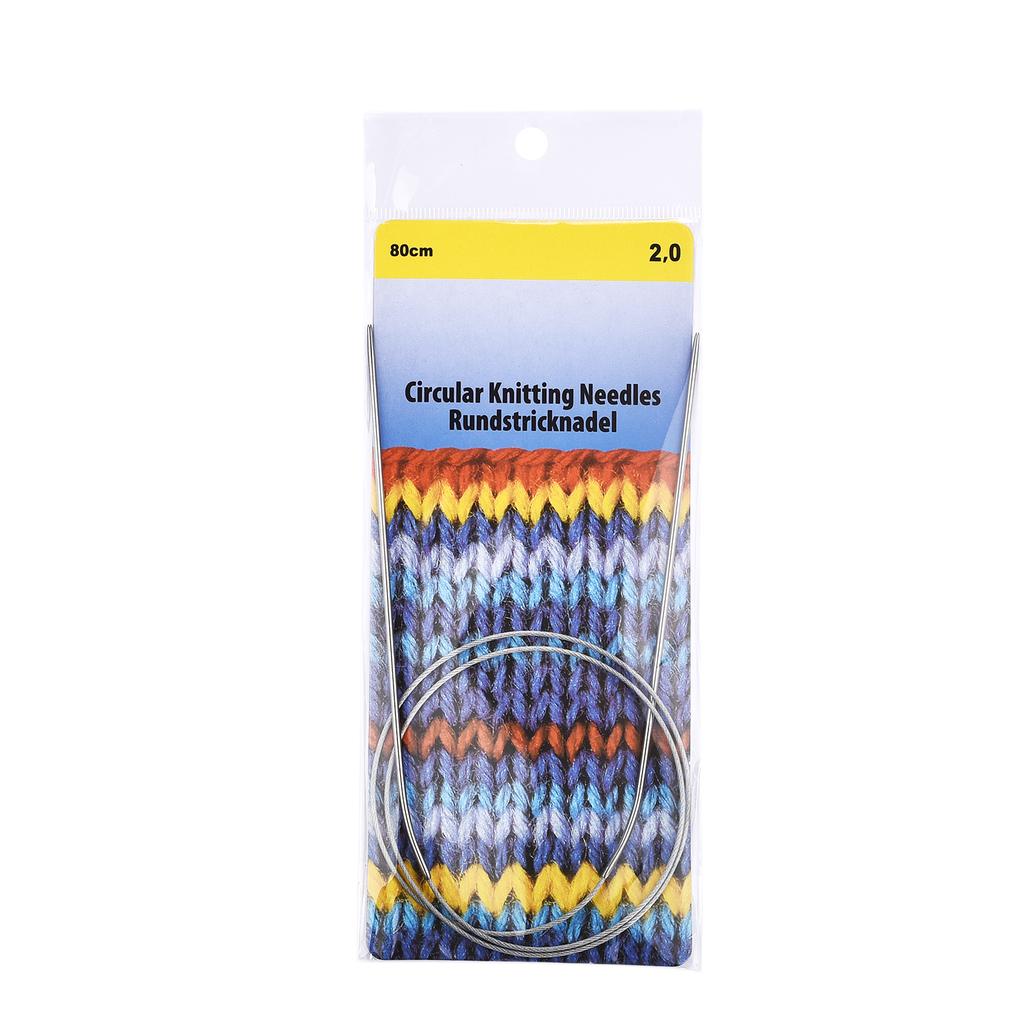 2.0-10mm Sweater Knitting Needle Stainless Steel Ring Needlework 80cm Weaving Circular Knitting Needlework Kits DIY Knitted Tool