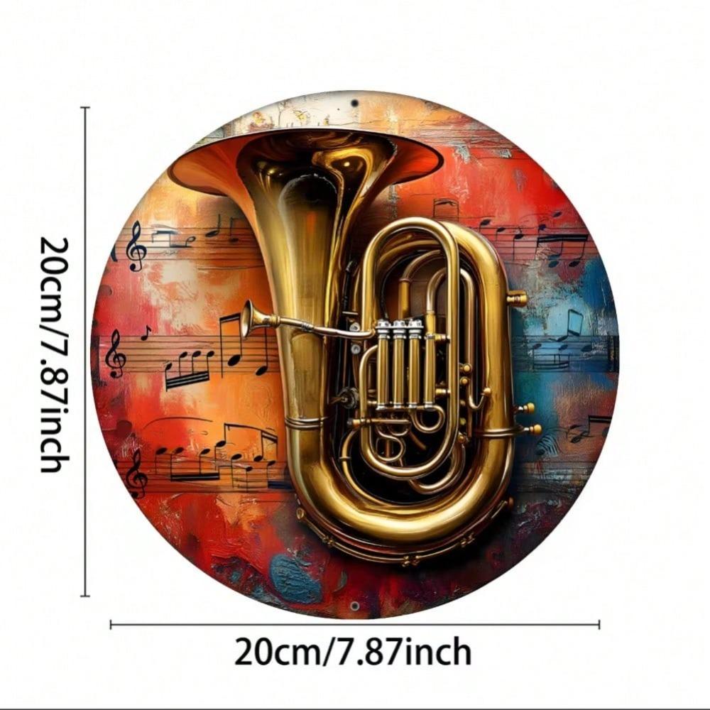 Aluminum Round Tuba Metal Sign Wall Art 20cm Home Decor Brass Musical Instrument Gift 20x20