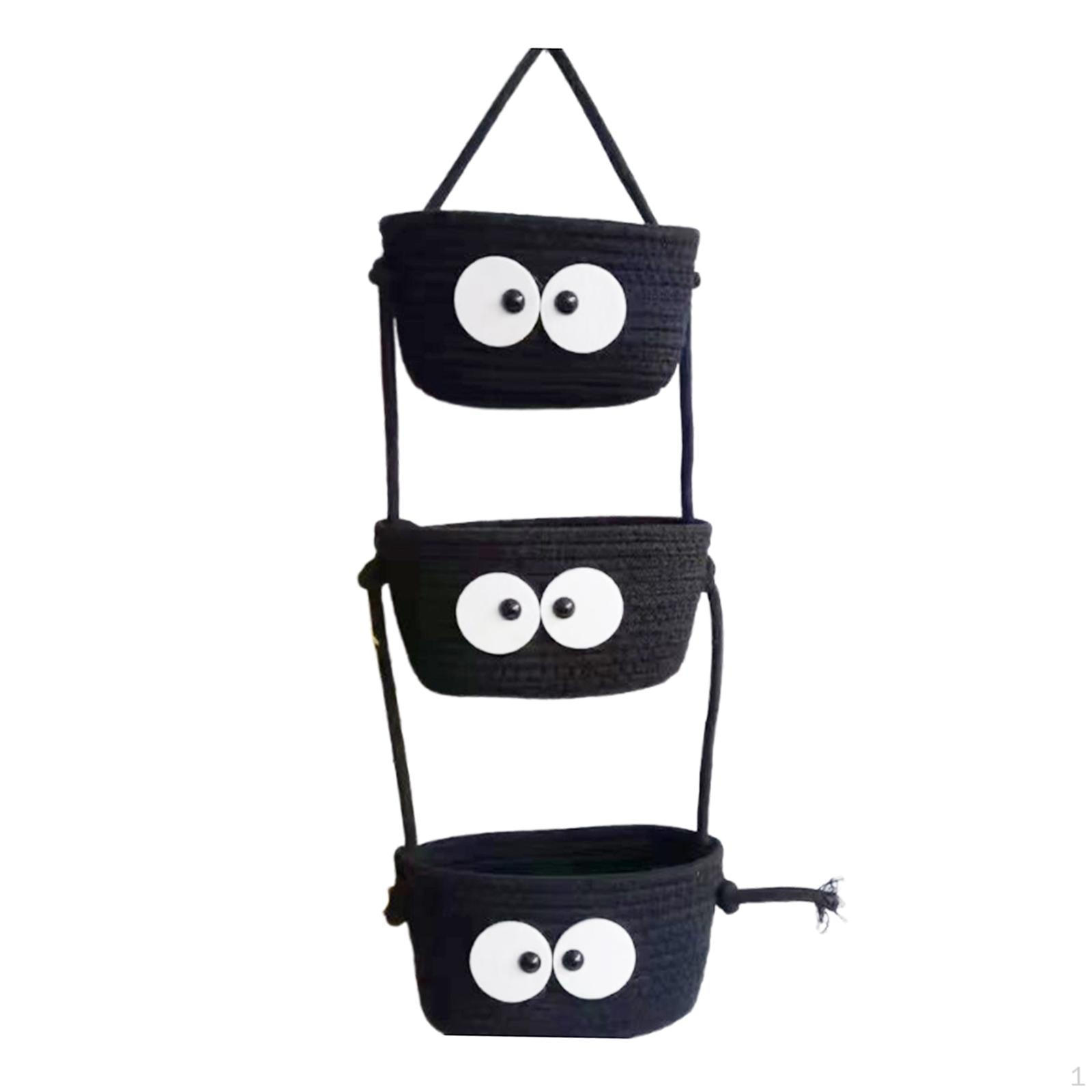 

3 Tier Hanging Basket over The Door Container Holder for Camping Teen Room Holiday black