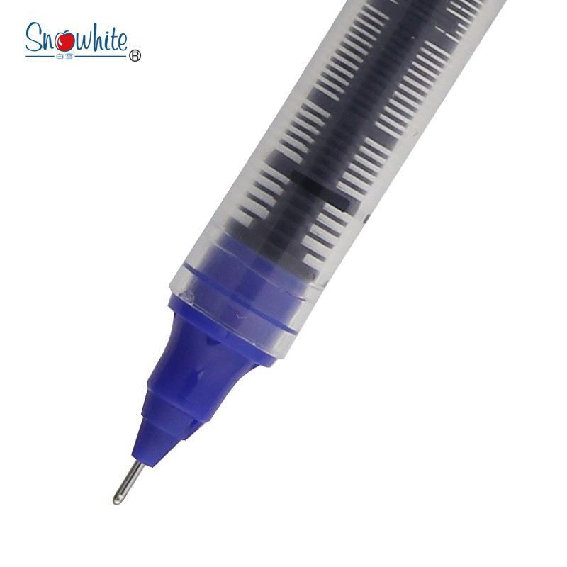 Snow White Quick-Dry 0.38mm Liquid Ballpoint Pen, Refillable, Large-Capacity for Office & Study