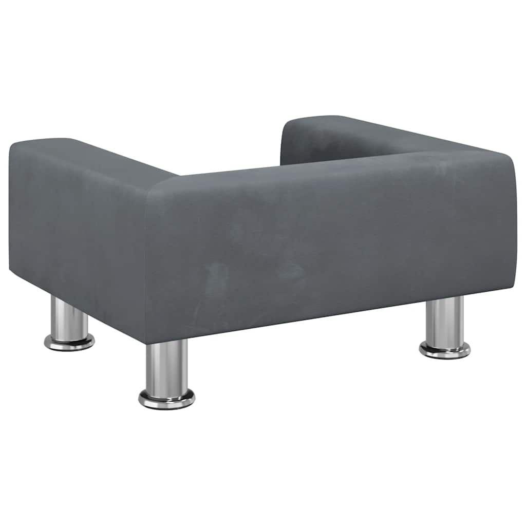 Vidaxl Sofa Dla Dzieci, Ciemnoszara, 50X40X26,5 Cm, Aksamitna
