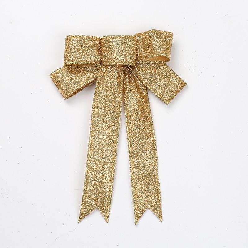 Gold Elegant 23cm Onion Powder Edged Bow Christmas Tree Decoration Ornament