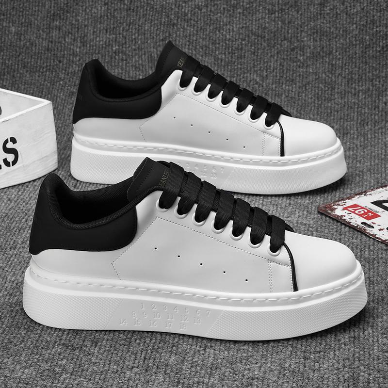 2026 Spring New Board Shoes Men's Casual Little White Shoes Sports Versatile Leather Surface Students Low-top Platform Sports Trendy Shoes