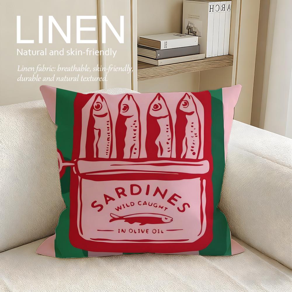 Object Sardine Can Cushion Cover Pillowcase Set Pcs x x Breathable Washable Sofa Cushion Cover