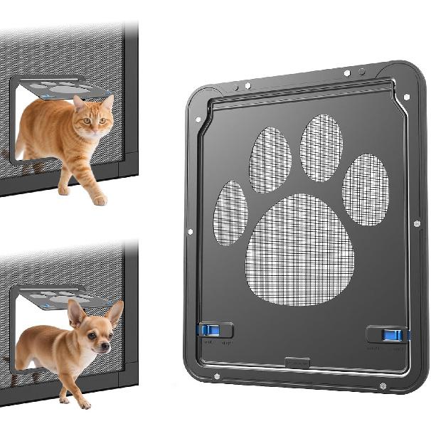 Petleso Dog Screen Door, Pet Screen Door Lockable Doggie Door for Screen Easy tall Pet Door for Doggy and Cat, Inner Size 8.25"×10.5" etleso