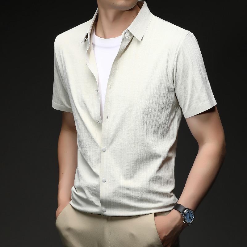 Men s Seamless Short-Sleeve Shirt, Casual, Cool, Wrinkle-Free M белый