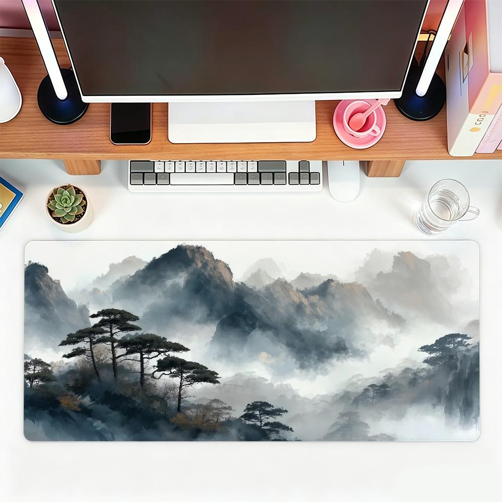 Tuschemalerei Landschaftsmalerei Sonnenuntergang Mauspads Für Büro Gaming Und Tastaturen Rutschfest Groß Wasserdicht