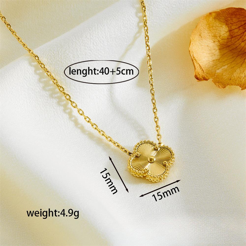 15MM Oboustranný náhrdelník z titanové oceli s čtyřlístkem Jednoduchý dámský řetízek na klíční kost Síťový červený šperk