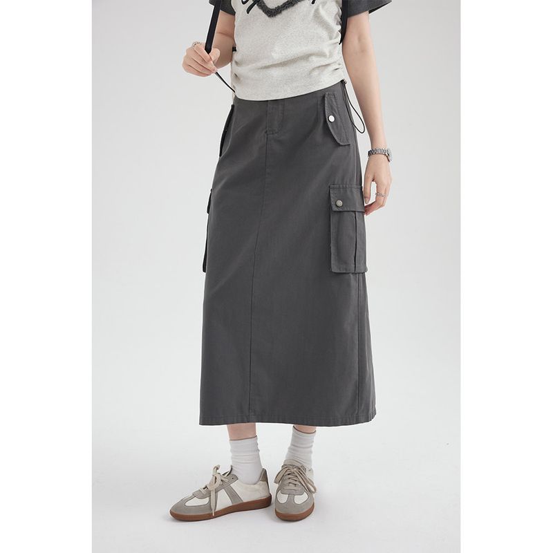 

Airose Gray Plus Size Ladies Long Skirt Parka Gray L
