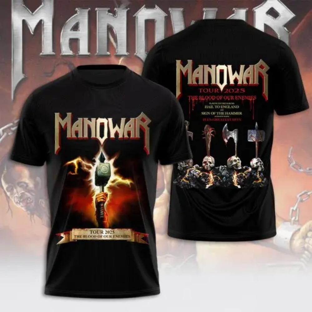 Rock Manowar Band 3D Tištěná trička Pánská Dámská Hip Hop Krátký Rukáv Tričko Harajuku O-Výstřih Tričko Top Oversized Unisex Y2k Oblečení