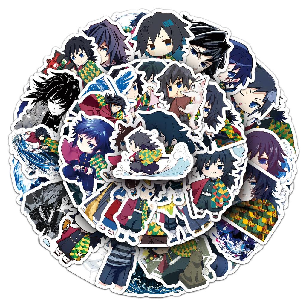 Giyu Tomioka Waterproof Stickers: 50 High-Definition Demon Slayer Characters for Journals and Stationery