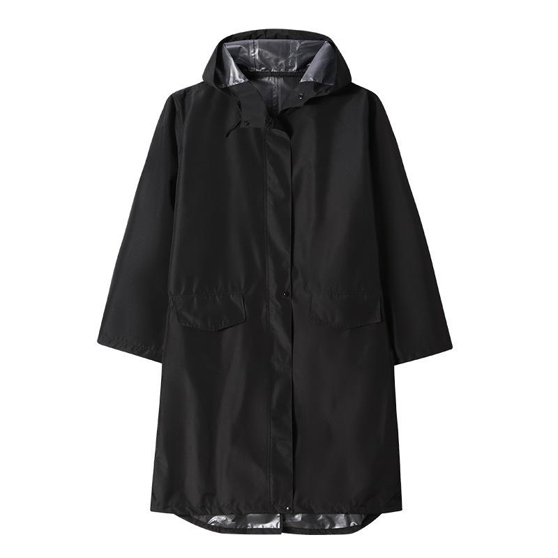 Chunya Textile PU Waterproof Windproof Poncho Extended Trench Coat Raincoat Outdoor Hiking Rainstorm Prevention Over the Knee Unisex