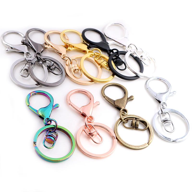 5pcs Multi-colors DIY Keychain Accessories Lobaster Clasp Hooks with 30mm Kring Ring Connector for DIY Pendant Jewelry Making
