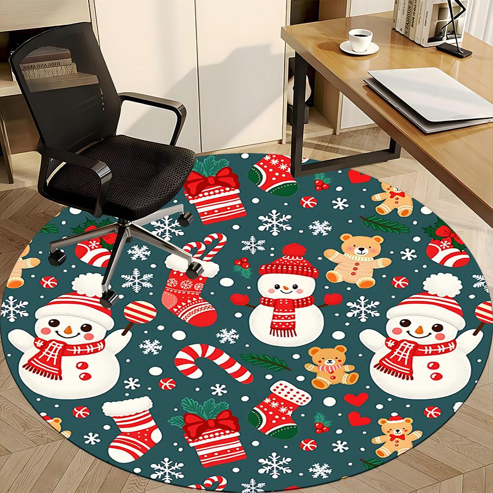 1 Stück Weihnachtsdekoration Teppich für das Büro Rutschfest, Runder Teppich, Weich & Bequem, Teppich für das Büro, Leichte Runde Bodenmatte