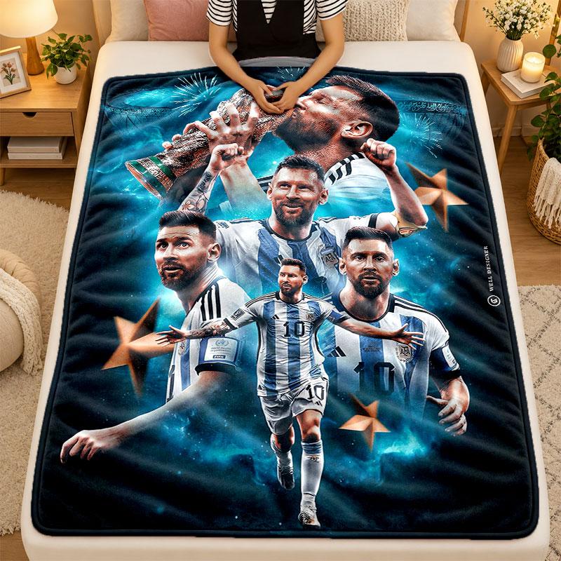 Flannel BlanketLionel Messi Warm Soft Throw Blanket for Indoor Sofa Bed Living Room Use