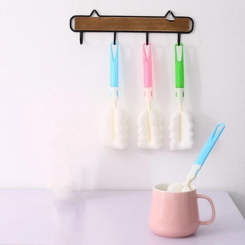2 Pcs Sponge Baby Milk Feeding Bottle Brush Nipple Cleaning Cup Scrubber Washing Brushes Kitchen Cleaner