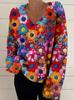 2024 Women's 3D Print V-neck Knit Cardigan: Early Spring/Autumn Sweater