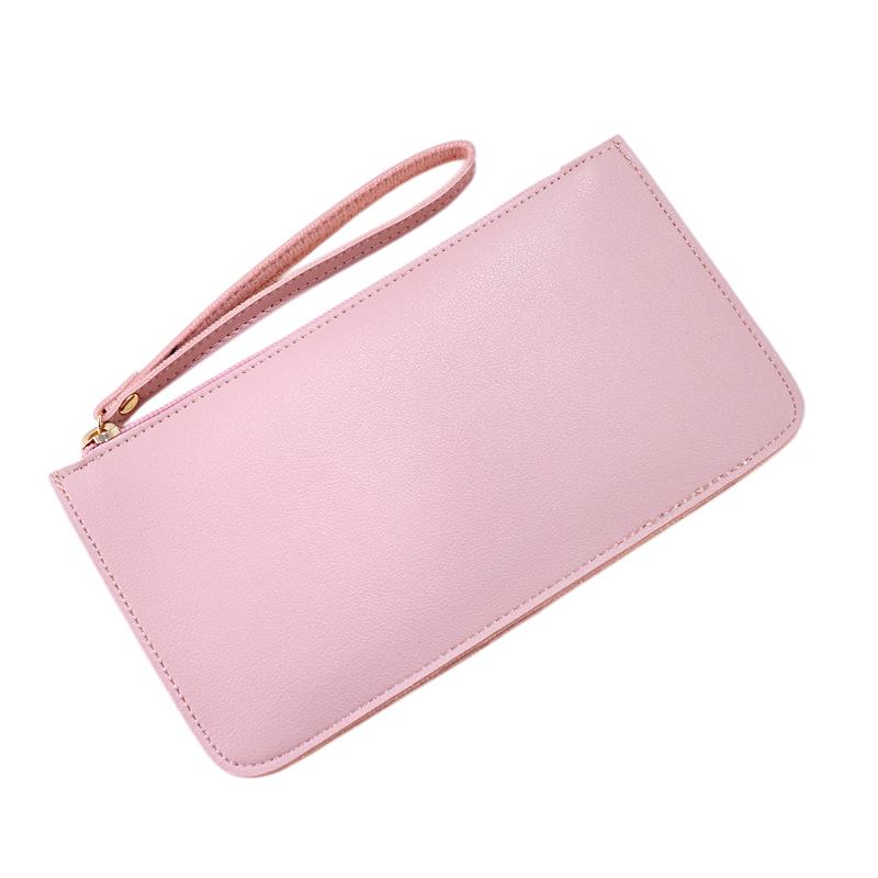 Simple Soft Pu Leather Long Wallets Large Capacity Solid Color Card Holder Coin Purse Women Girls