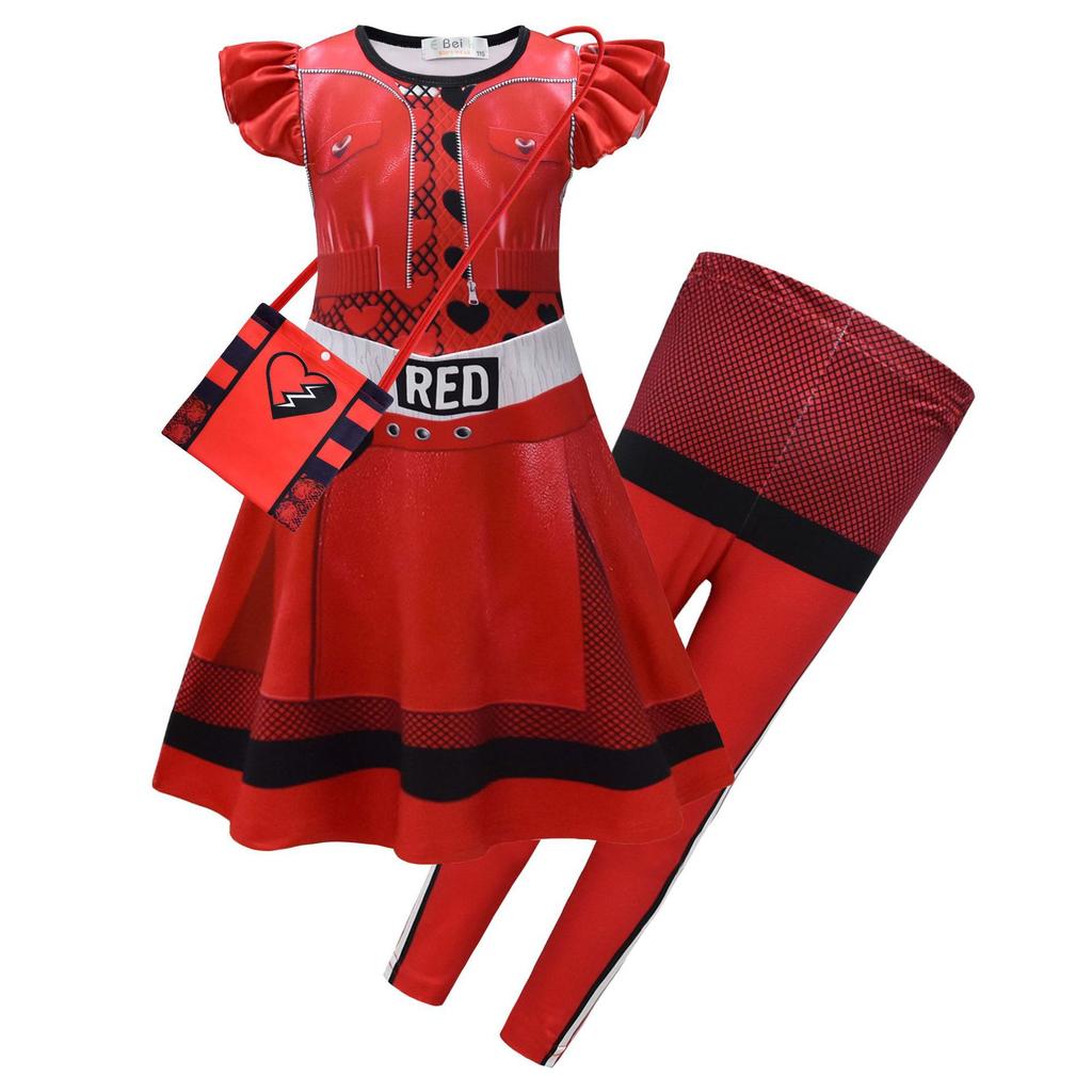 Cartoon Digital Printing Clothing, Middle-Aged And Older Children'S Feifei Sleeve Dress + Pants + Bag