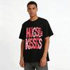 Valentine's Day Hugs Kisses Print Casual Crew Neck T-Shirt Pure Cotton T-shirt
