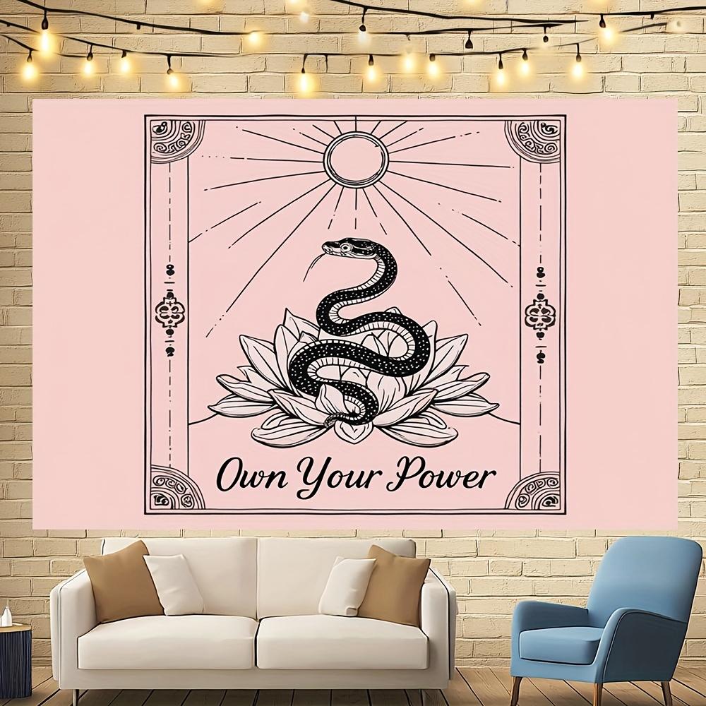

Mystical Serpent Lotus Tapestry Sun Symbol Design Pink Minimalist Wall Hangingor Bedroom or Dorm Decor 74x94cm(29x37in)