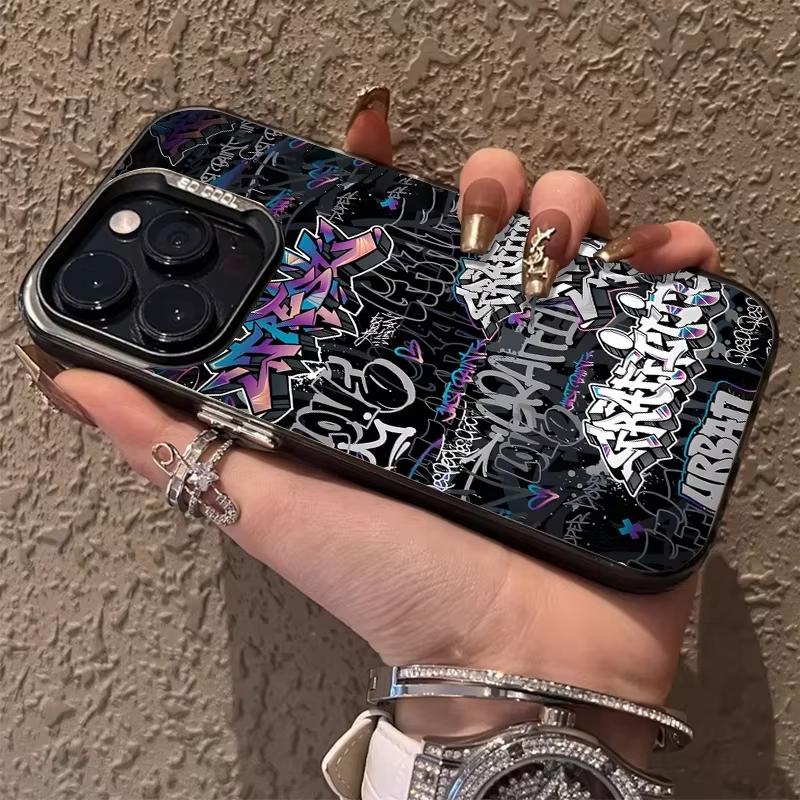 

Art Pink Black Graffiti Pattern Phone Case For iPhone 16e 16 Pro Max 15 14 Plus 13 12 Mini 11 Pro Shockproof Silicone Back Cover iPhone 15 Pro