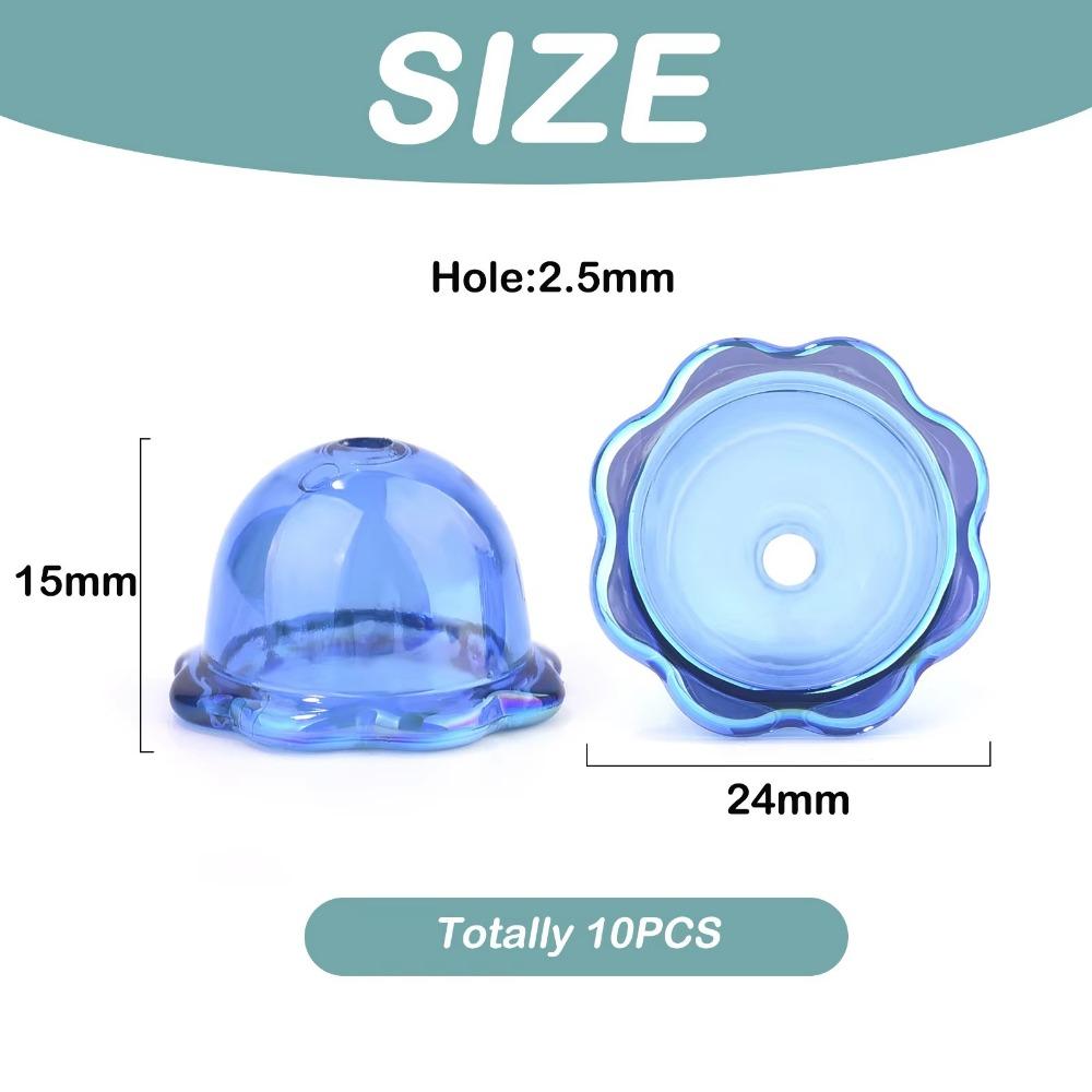 10pcs DIY Flower Bead Caps Transparent Keychain Pendant New Petal Charms Beads  Earring Jewelry